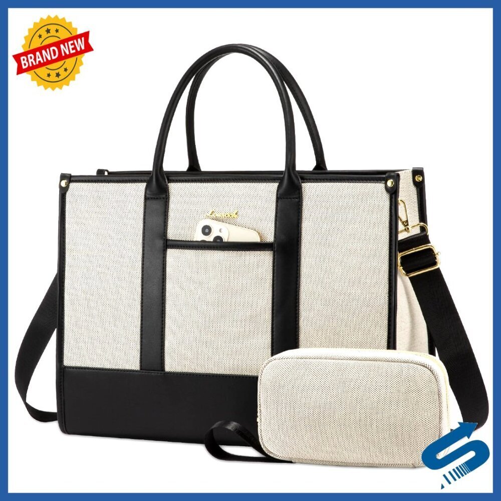 Canvas Laptop Tote Professional Work Bag Lightweight Teacher Purse Business